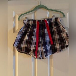 Plaid Women's Shorts with Red Accents